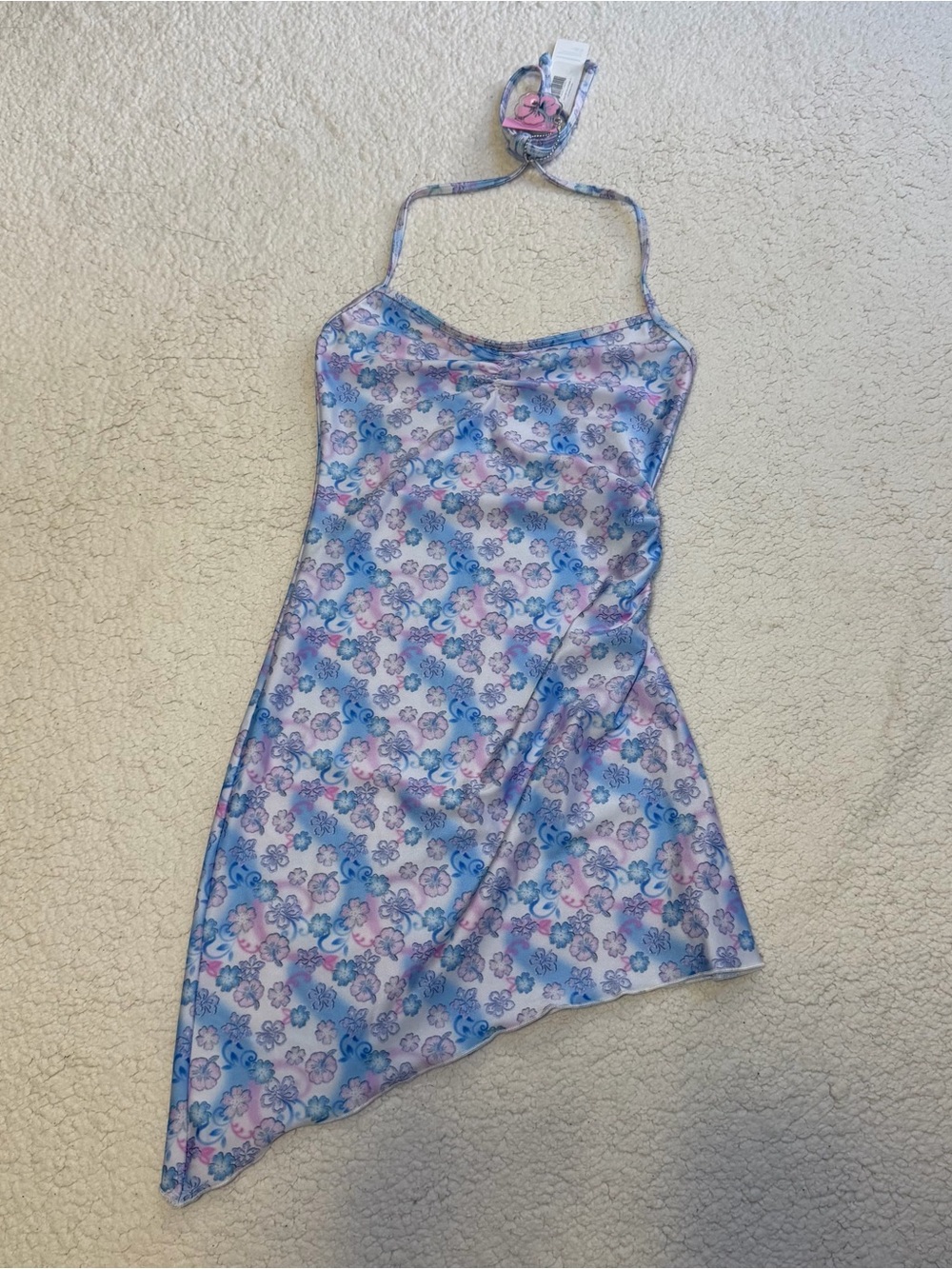 NWT Frankie’s Bikinis 310 Asymmetrical Shine Mini Dress Floral Size Small - Picture 4 of 10